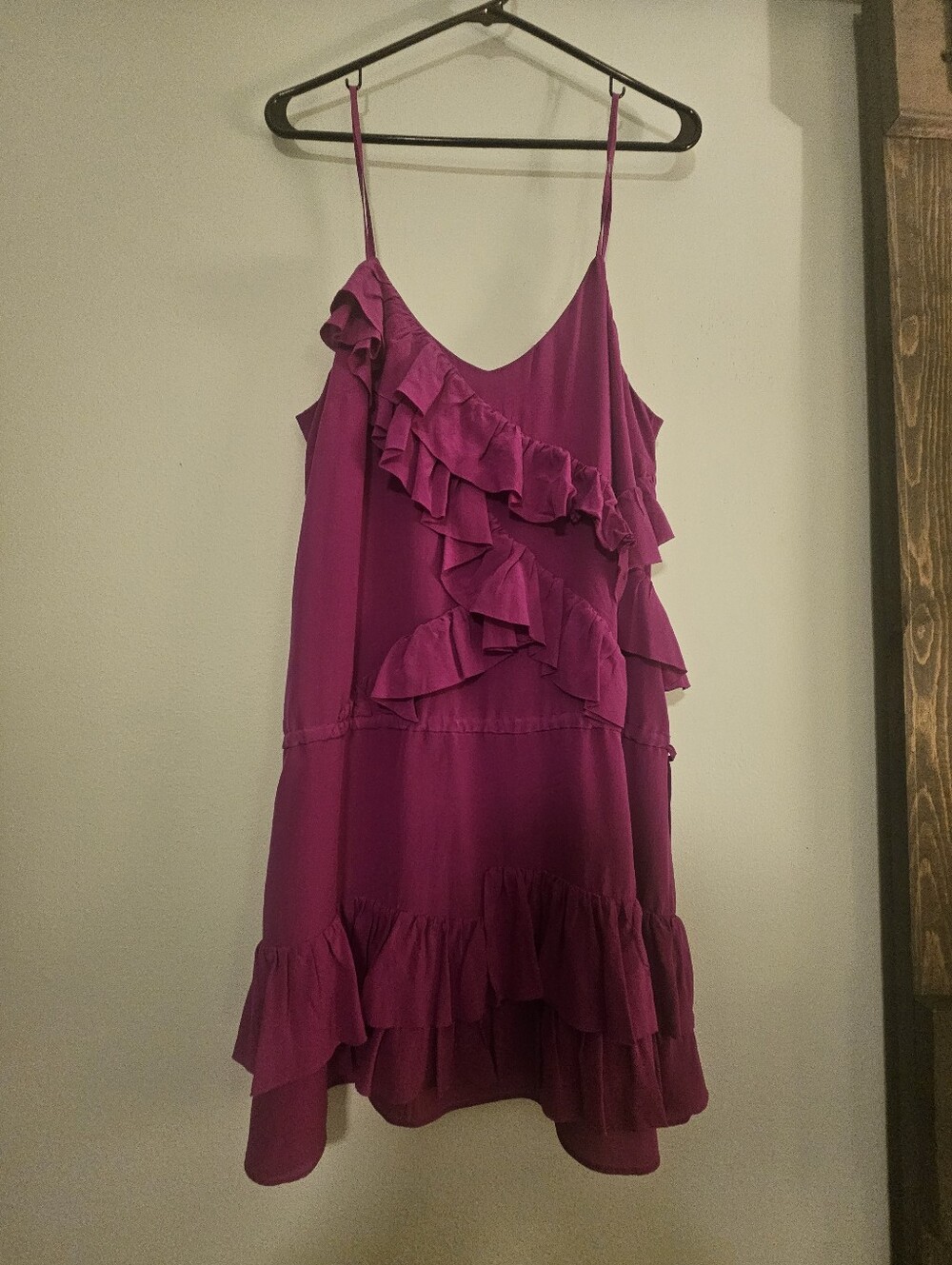 Silk Banana Republic Magenta Ruffle Spighetti Strap Dress